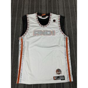And1 Jersey‎ Mens Length +2 White Vintage Y2K Streetball Embroidered Hip Hop